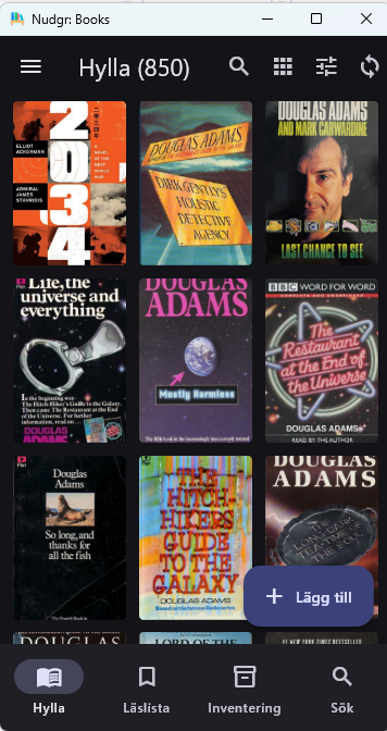 Nudgr Books shelf view on mobile — your shelf in your pocket